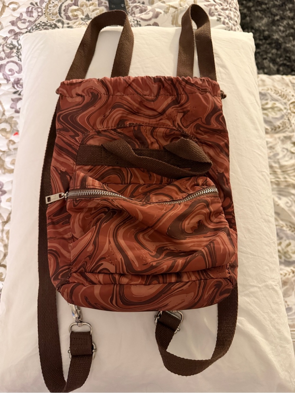 Madden Girl Rust Brown Swirl Drawstring Backpack